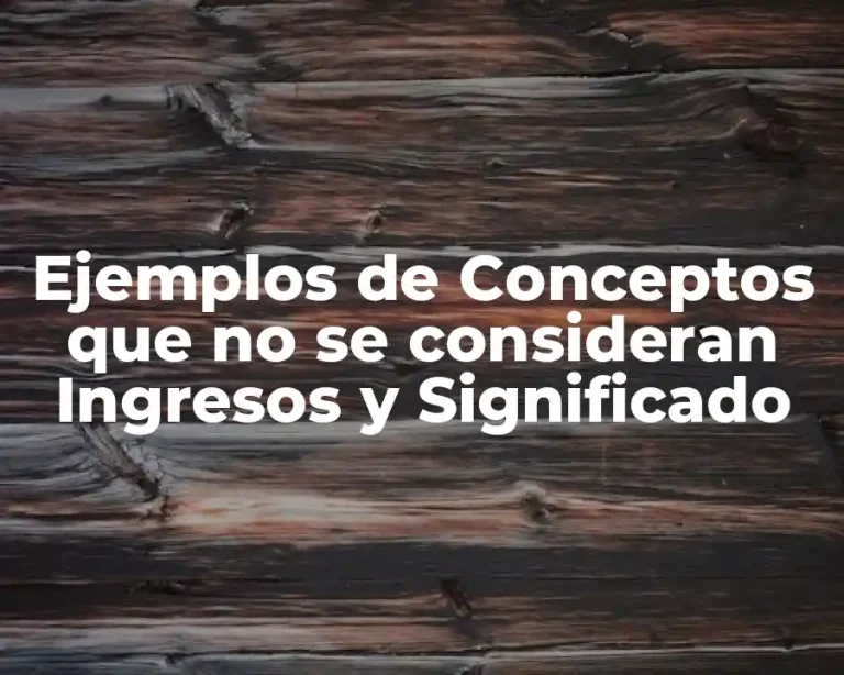 Ejemplos de Conceptos que no se consideran Ingresos y Significado