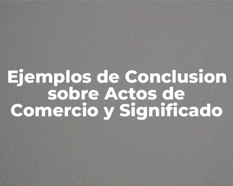 Ejemplos de Conclusion sobre Actos de Comercio y Significado