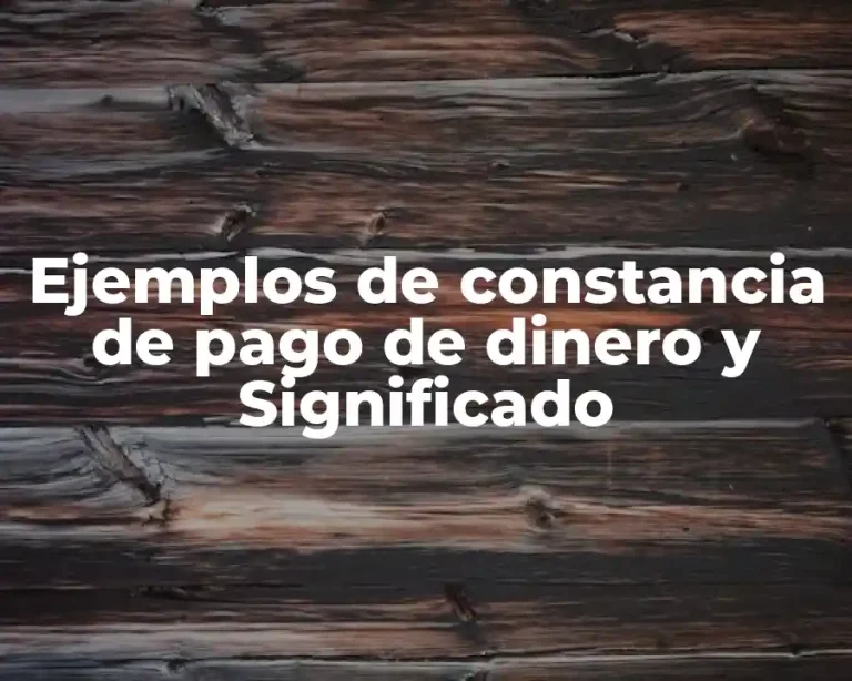 Ejemplos de constancia de pago de dinero y Significado