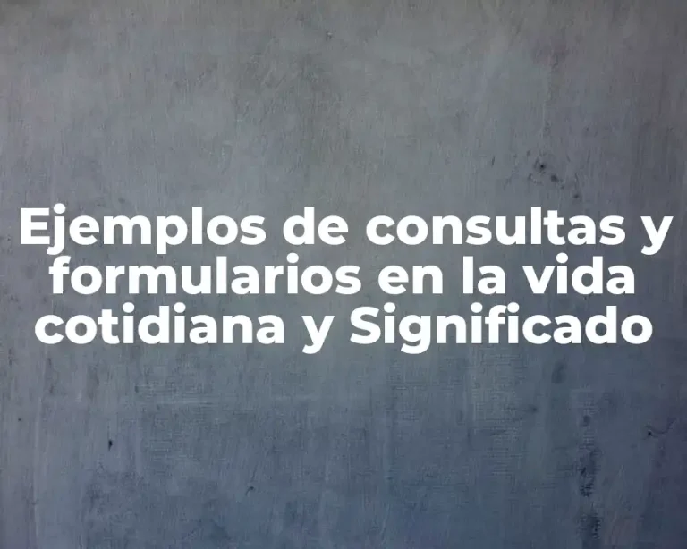 Ejemplos de consultas y formularios en la vida cotidiana y Significado
