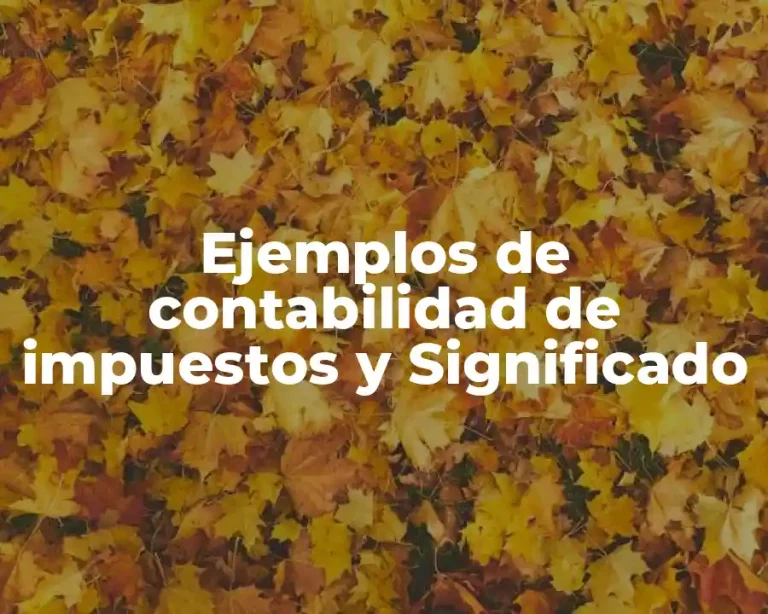 Ejemplos de contabilidad de impuestos y Significado