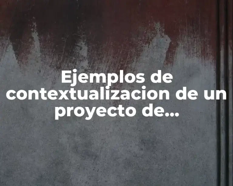 Ejemplos de contextualizacion de un proyecto de investigación