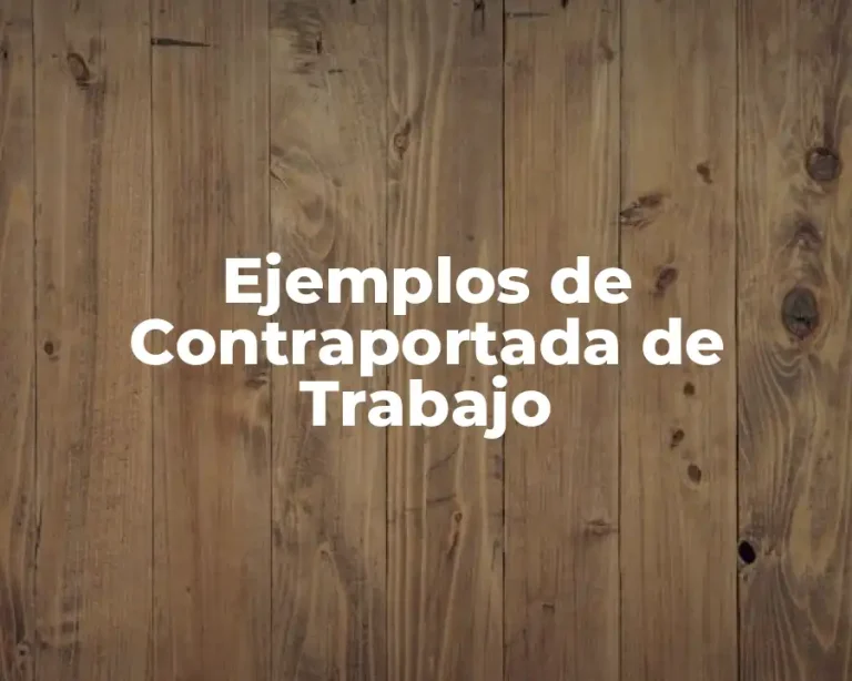 Ejemplos de Contraportada de Trabajo