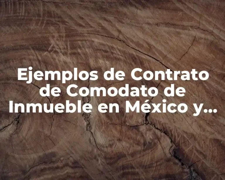 Ejemplos de Contrato de Comodato de Inmueble en México y Significado