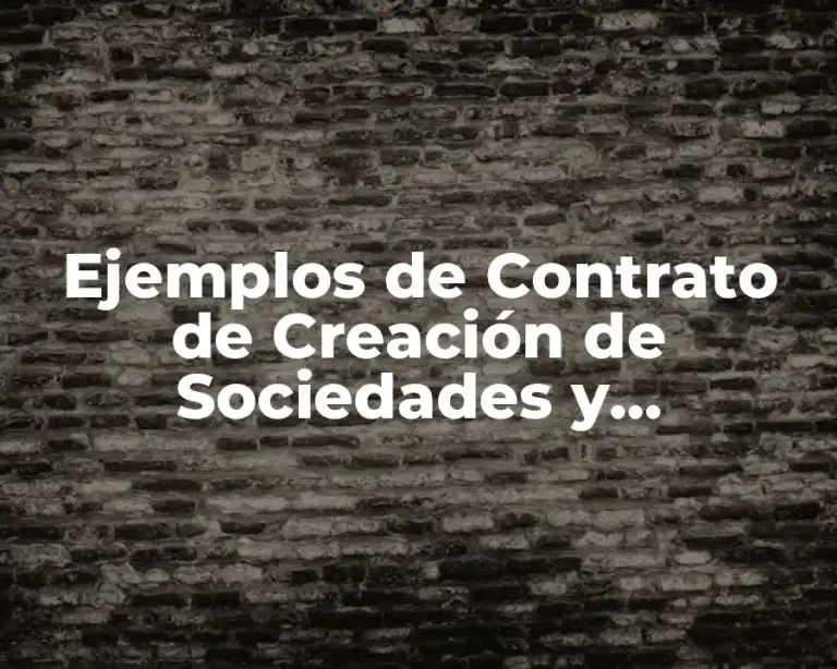 Ejemplos de Contrato de Creación de Sociedades y Significado
