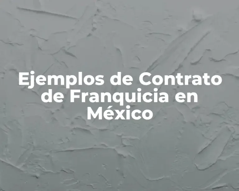 Ejemplos de Contrato de Franquicia en México