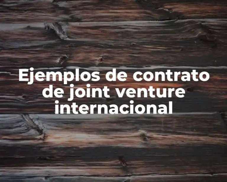 Ejemplos de contrato de joint venture internacional