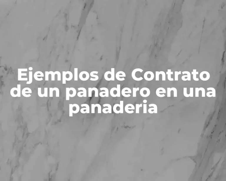 Ejemplos de Contrato de un panadero en una panaderia