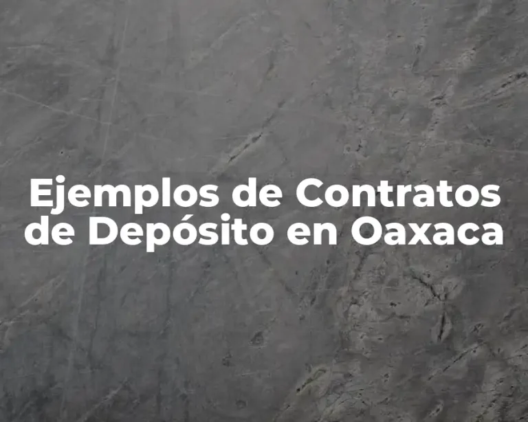 Ejemplos de Contratos de Depósito en Oaxaca
