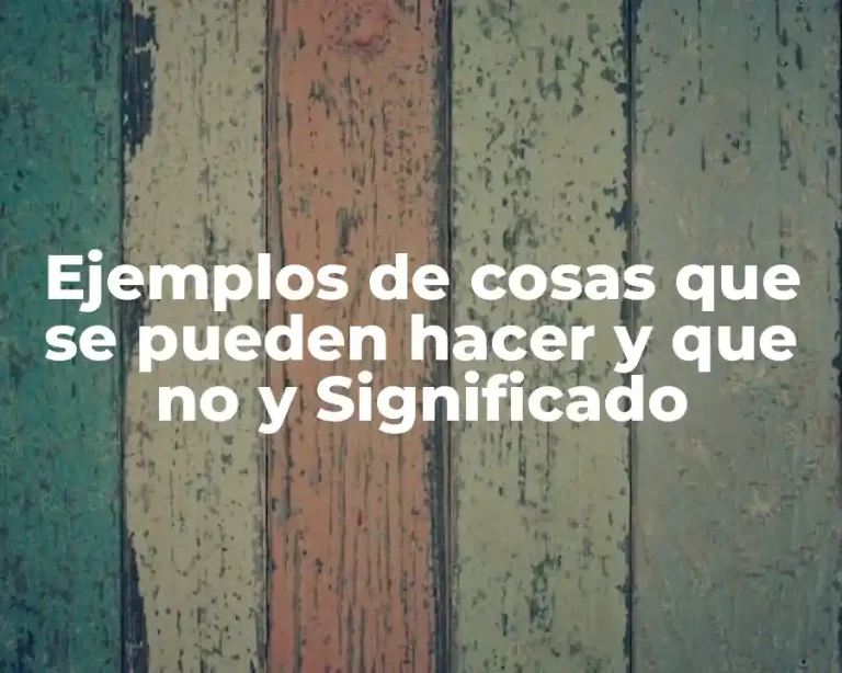 Ejemplos de cosas que se pueden hacer y que no y Significado