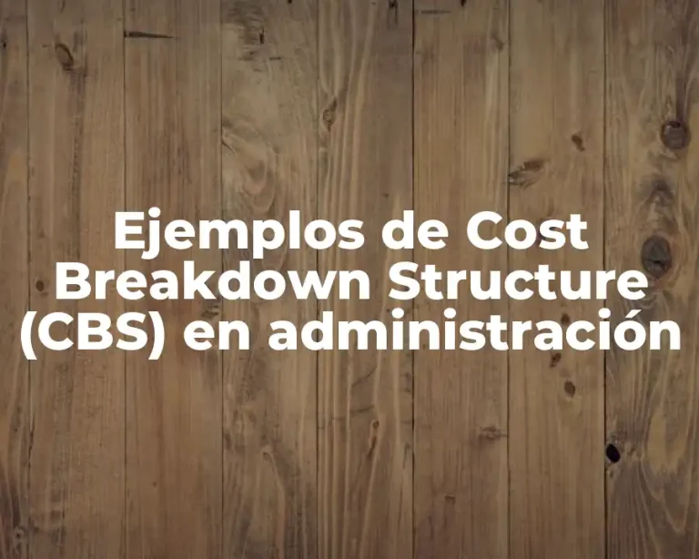 Ejemplos de Cost Breakdown Structure (CBS) en administración