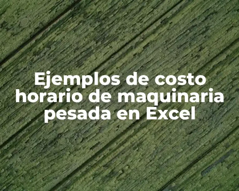 Ejemplos de costo horario de maquinaria pesada en Excel