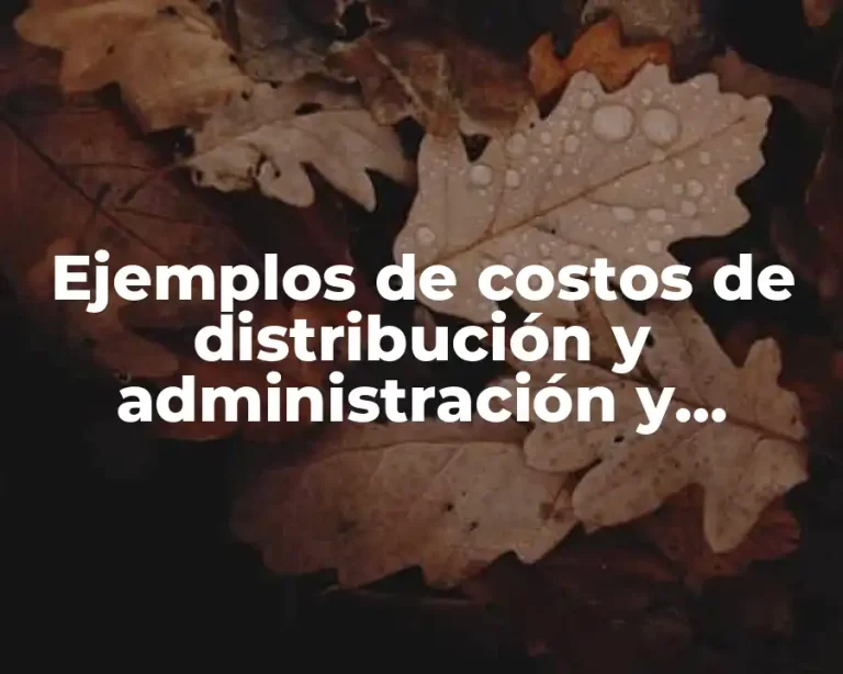 Ejemplos de costos de distribución y administración y Significado