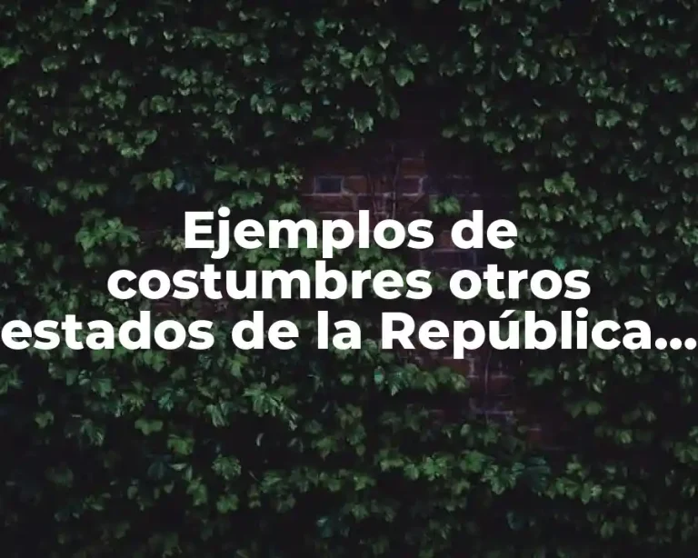 Ejemplos de costumbres otros estados de la República Mexicana
