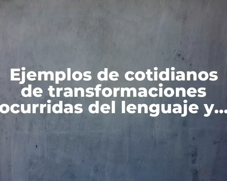 Ejemplos de cotidianos de transformaciones ocurridas del lenguaje y Significado