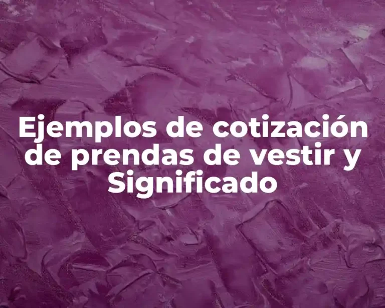 Ejemplos de cotización de prendas de vestir y Significado