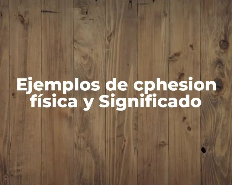 Ejemplos de cphesion física y Significado