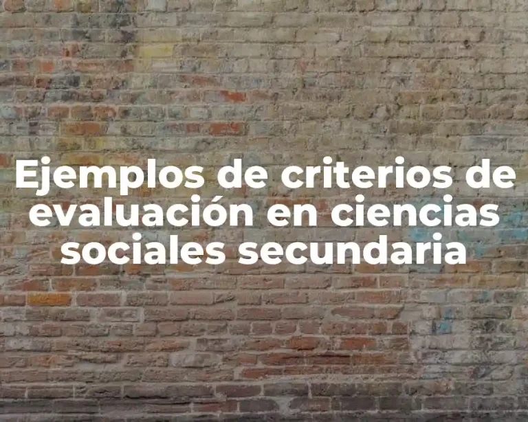 Ejemplos de criterios de evaluación en ciencias sociales secundaria