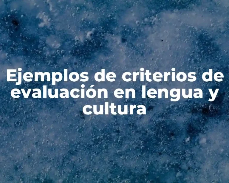 Ejemplos de criterios de evaluación en lengua y cultura