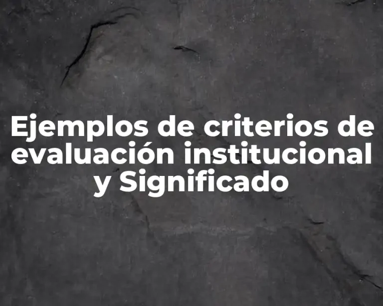 Ejemplos de criterios de evaluación institucional y Significado