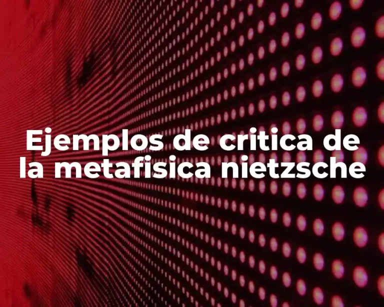 Ejemplos de critica de la metafisica nietzsche