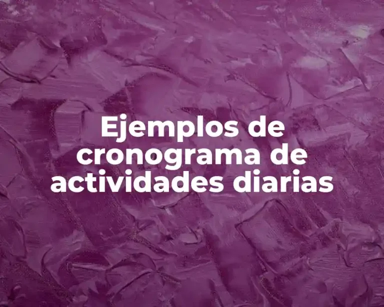 Ejemplos de cronograma de actividades diarias