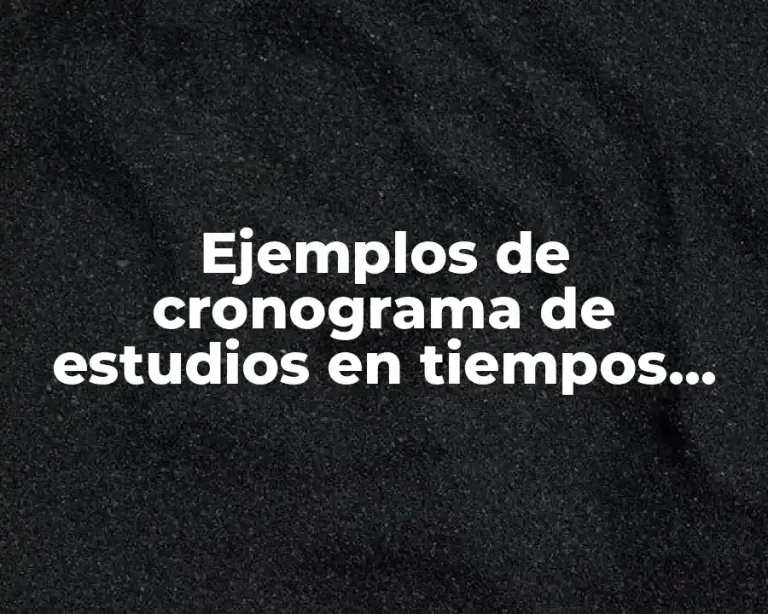 Ejemplos de cronograma de estudios en tiempos libres