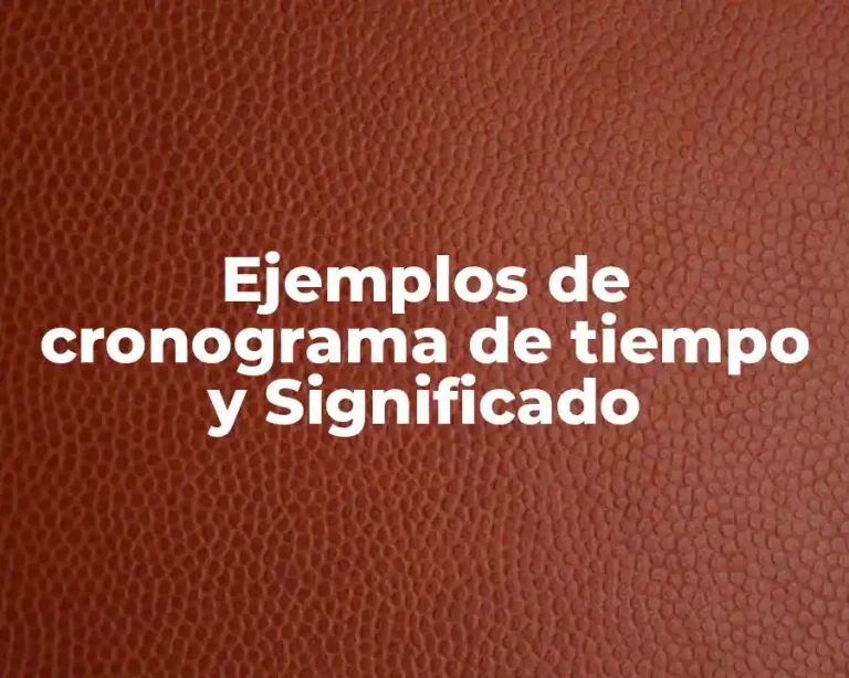 Ejemplos de cronograma de tiempo y Significado