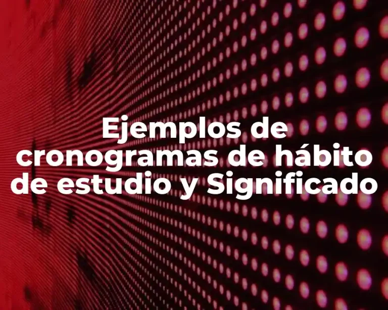 Ejemplos de cronogramas de hábito de estudio y Significado