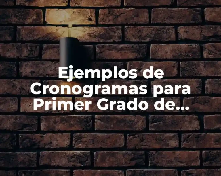 Ejemplos de Cronogramas para Primer Grado de Primaria