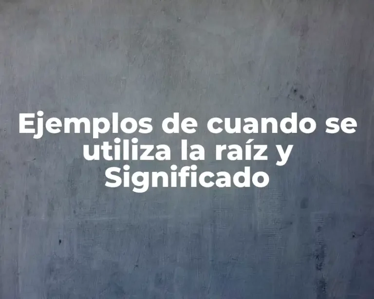 Ejemplos de cuando se utiliza la raíz y Significado