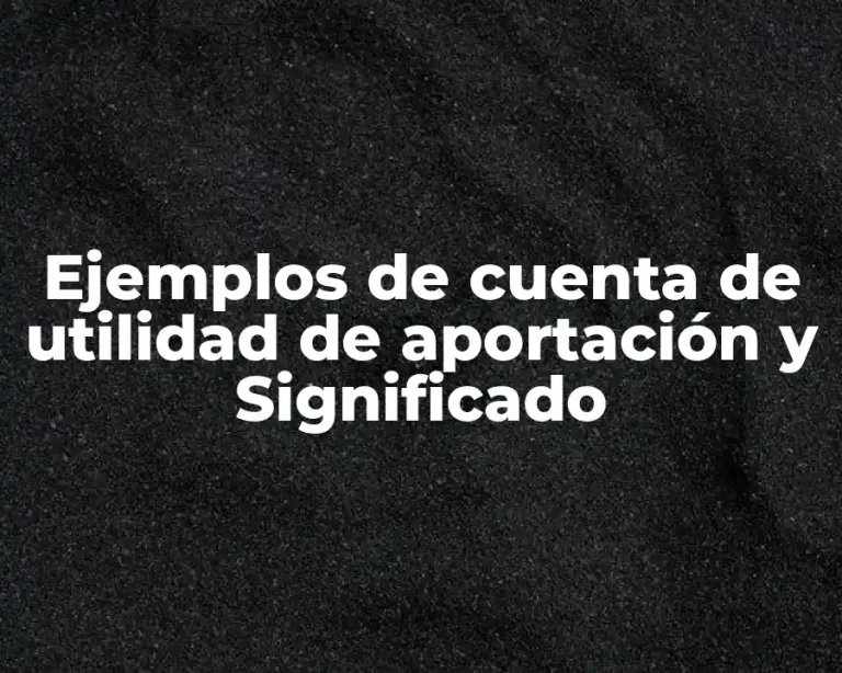 Ejemplos de cuenta de utilidad de aportación y Significado