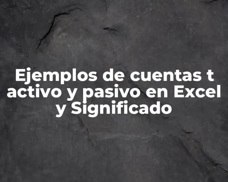 Ejemplos de cuentas t activo y pasivo en Excel y Significado