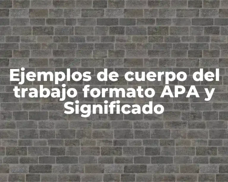 Ejemplos de cuerpo del trabajo formato APA y Significado