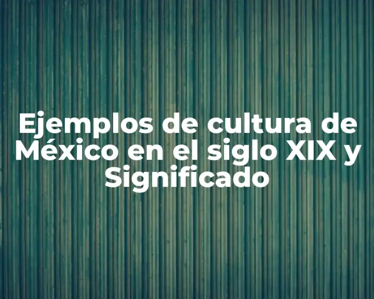 Ejemplos de cultura de México en el siglo XIX y Significado