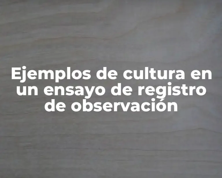 Ejemplos de cultura en un ensayo de registro de observación