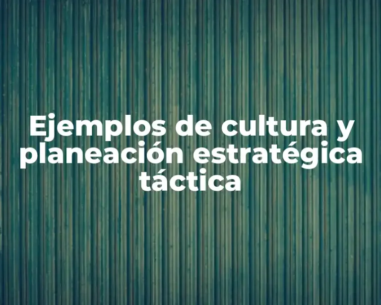 Ejemplos de cultura y planeación estratégica táctica