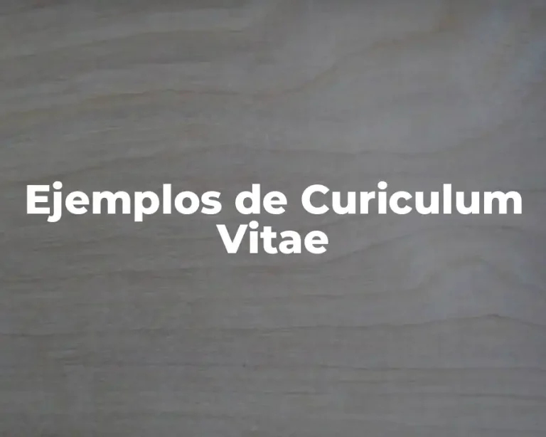 Ejemplos de Curiculum Vitae
