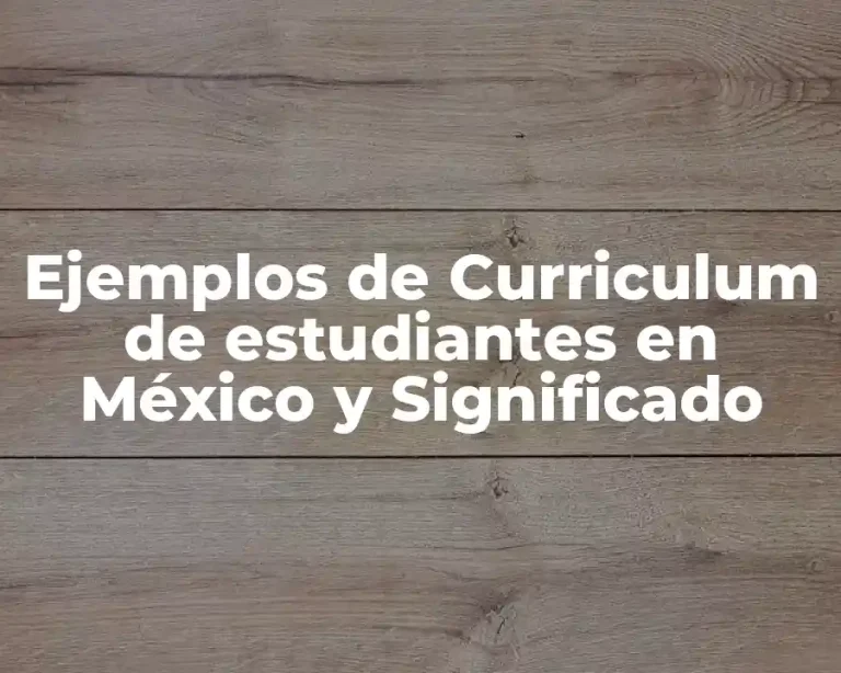 Ejemplos de Curriculum de estudiantes en México y Significado
