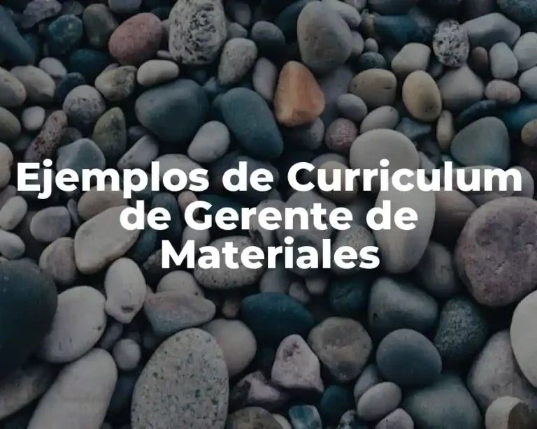 Ejemplos de Curriculum de Gerente de Materiales