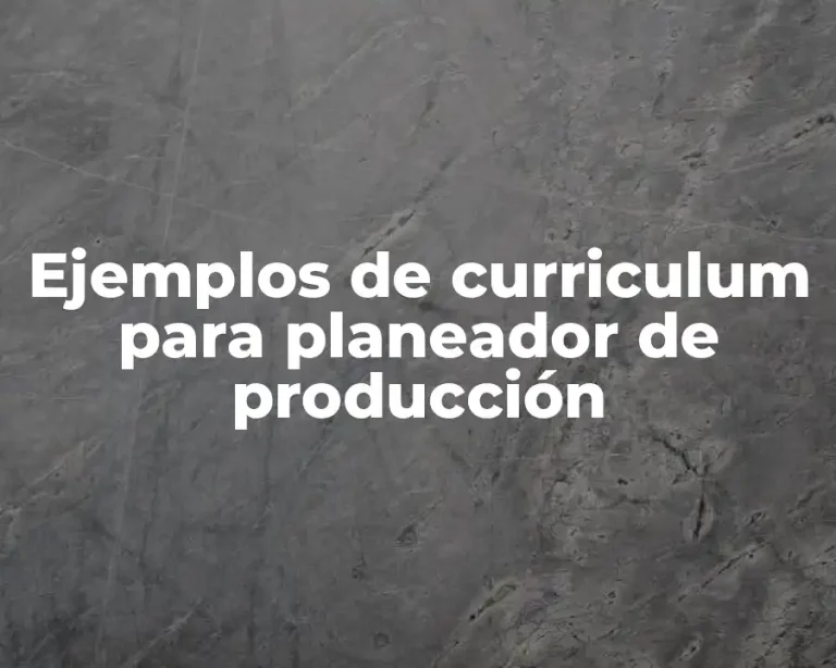 Ejemplos de curriculum para planeador de producción