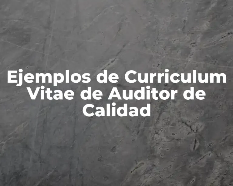 Ejemplos de Curriculum Vitae de Auditor de Calidad