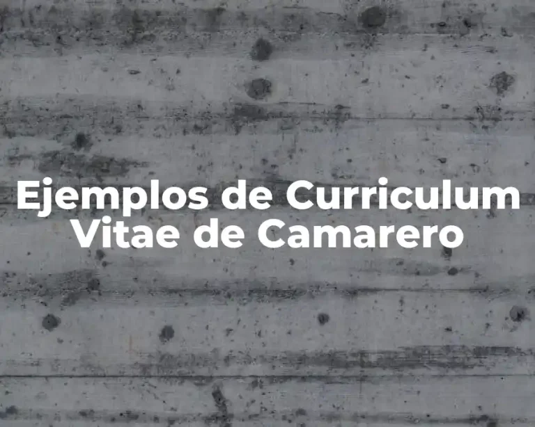 Ejemplos de Curriculum Vitae de Camarero