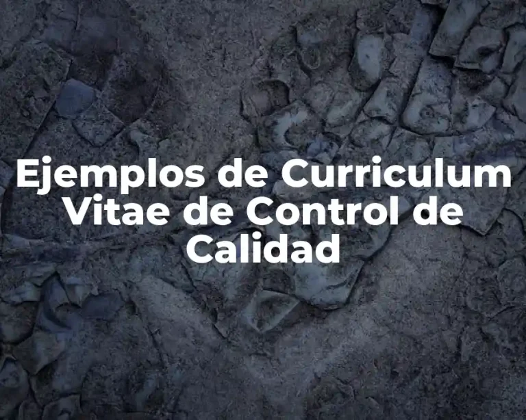 Ejemplos de Curriculum Vitae de Control de Calidad