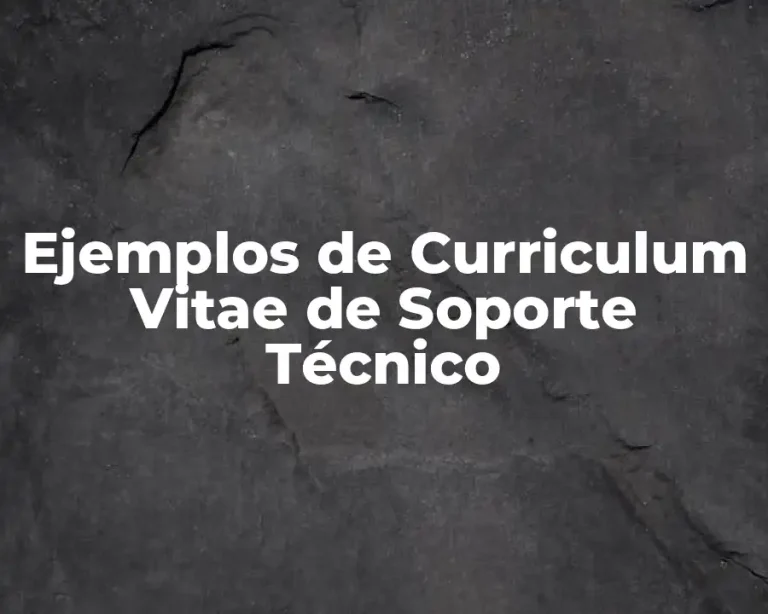 Ejemplos de Curriculum Vitae de Soporte Técnico