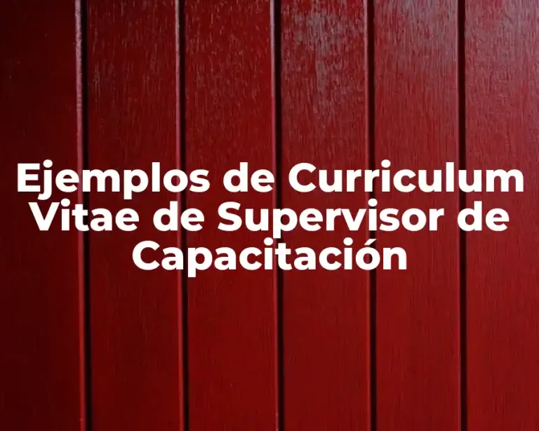 Ejemplos de Curriculum Vitae de Supervisor de Capacitación