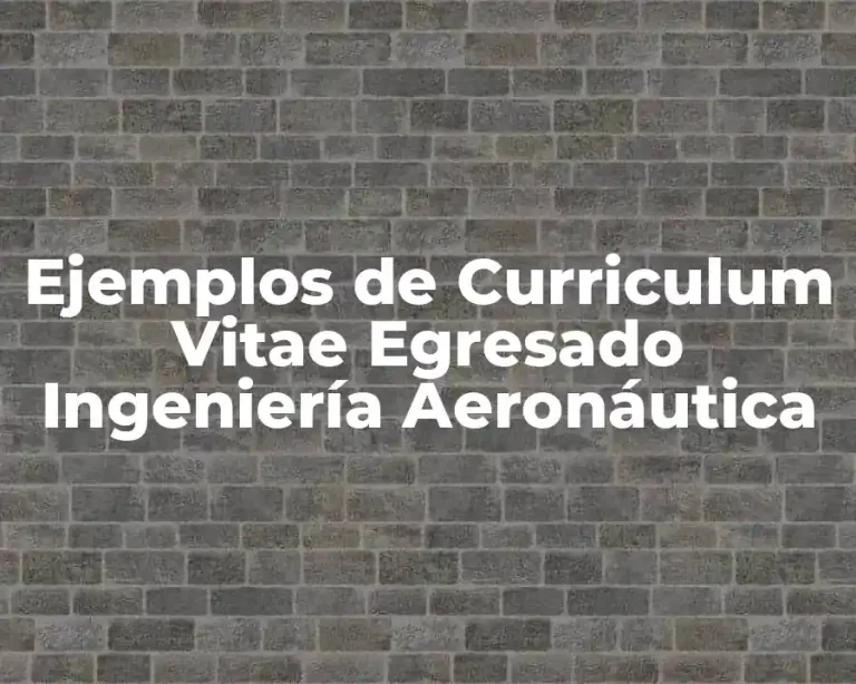 Ejemplos de Curriculum Vitae Egresado Ingeniería Aeronáutica