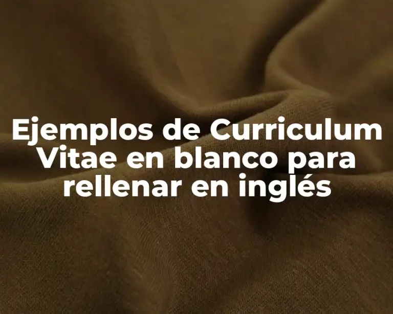 Ejemplos de Curriculum Vitae en blanco para rellenar en inglés
