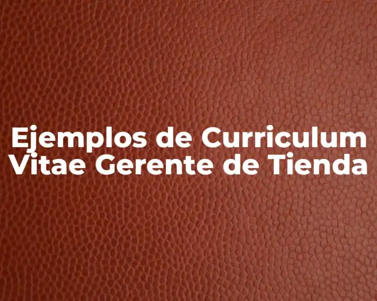 Ejemplos de Curriculum Vitae Gerente de Tienda