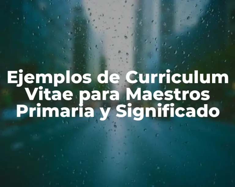 Ejemplos de Curriculum Vitae para Maestros Primaria y Significado